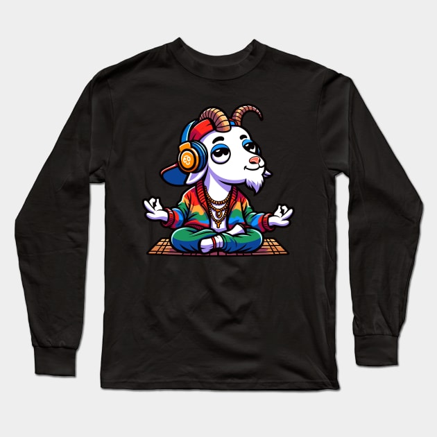 Funny goat yoga Long Sleeve T-Shirt by TimeWarpWildlife